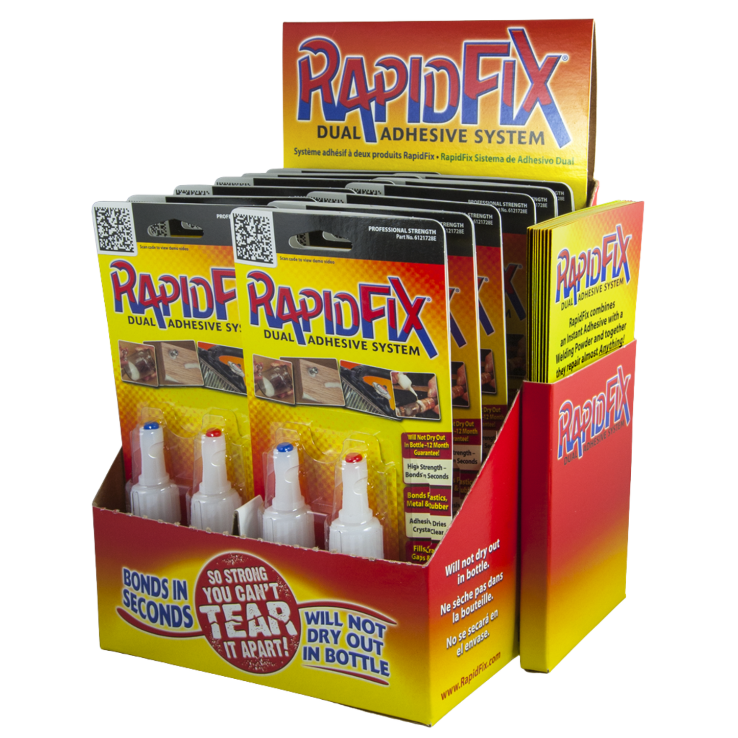 RapidFix - Counter Display - 10 ml Dual Adhesive Universal (Single Pack, 12 Pack, Case of 6 / 12-Packs)