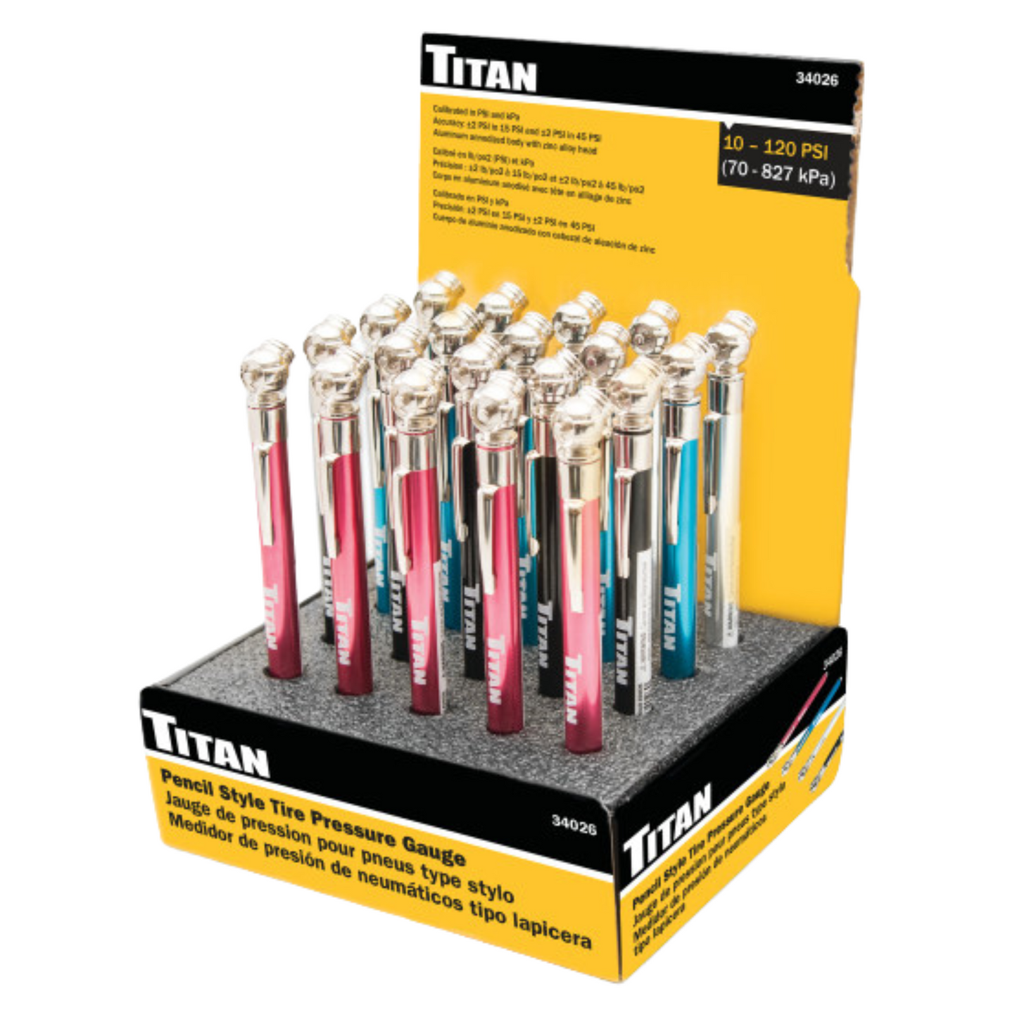 10-120 PSI Pencil Tire Gauge Display (34026)