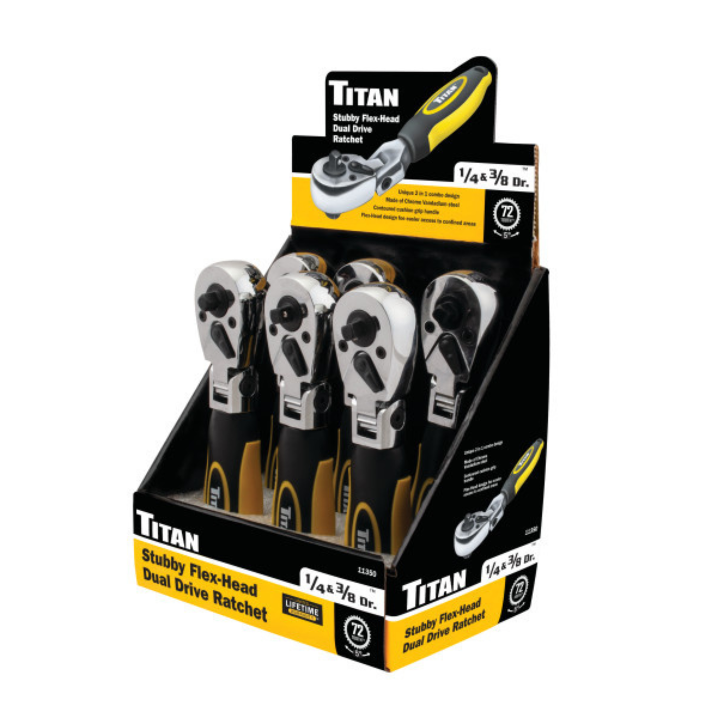 1/4 in. and 3/8 in. Drive Flex Head Stubby Ratchet (11350)