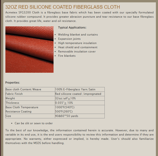 Fiberglass and Silicon Welding Blanket – 38″ x 24″