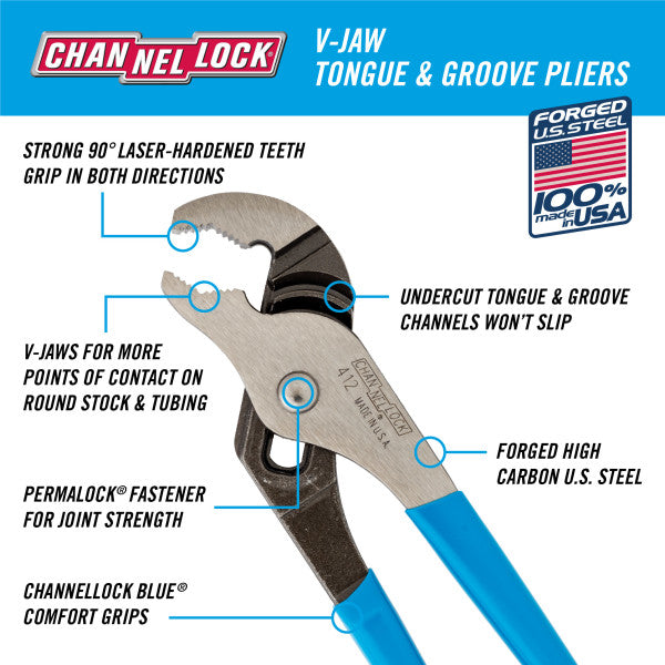 Channellock 6.5-Inch V-Jaw Tongue & Groove Pliers