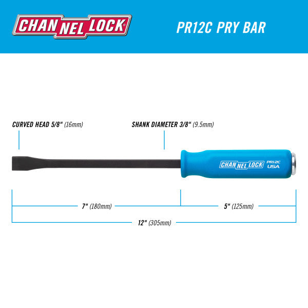 Channellock 5/8 x 7-inch Professional Pry Bar, 12-inch Overall Length