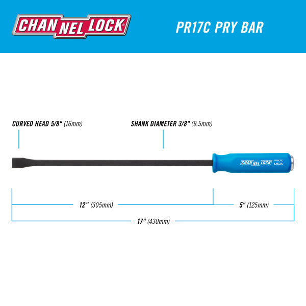Channellock 5/8 x 12-inch Professional Pry Bar, 17-inch Overall Length