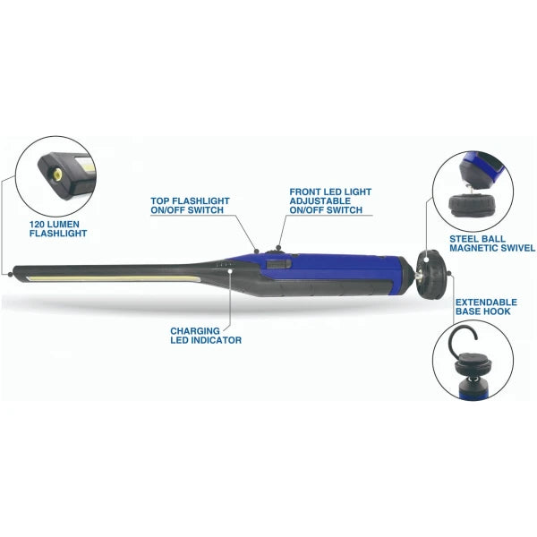 Astro Pneumatic - 650 Lumen Rechargeable LED Slim Light W/ Top Flashlight