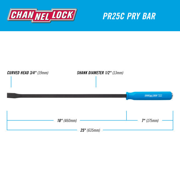 Channellock 1/2 x 18-inch Professional Pry Bar, 25-inch Overall Length