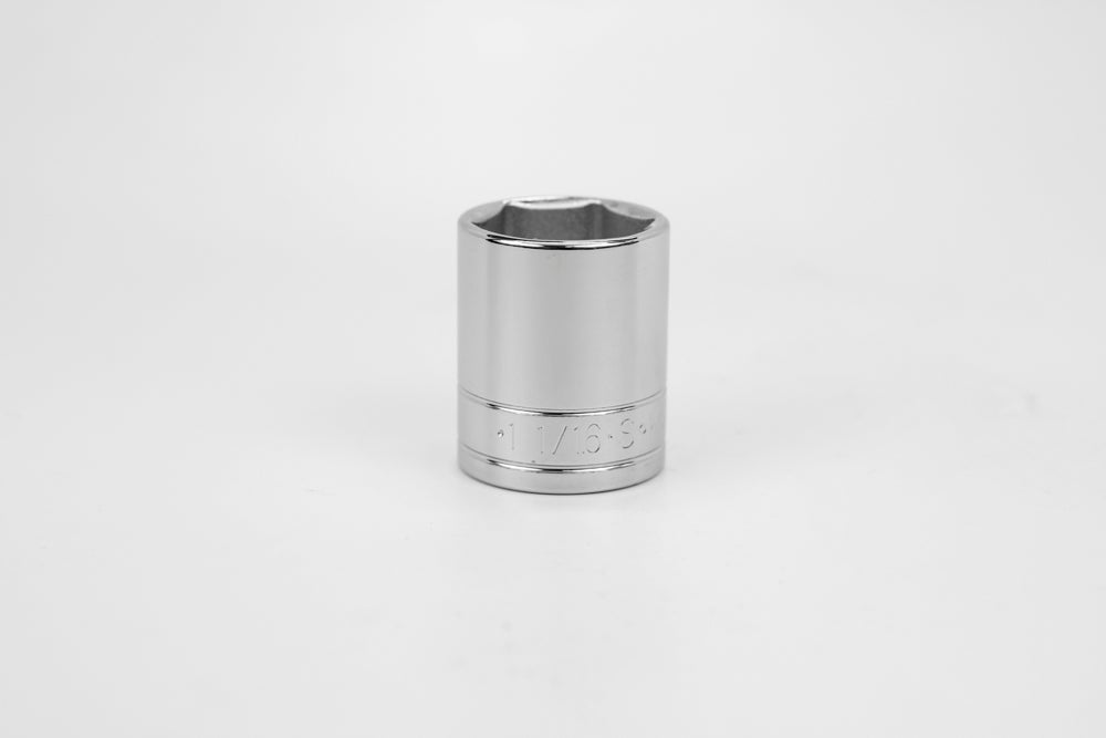 1/2" Drive 6 Point Fractional Standard Chrome Socket (5/8" - 1-3/16")