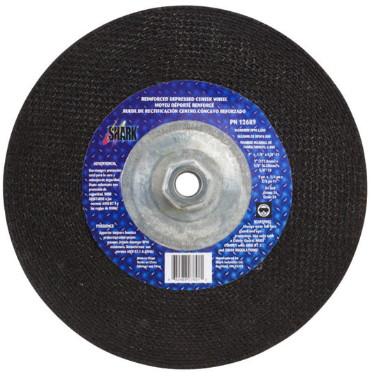 9″ Type 27 Aluminum Oxide Grinding Wheel – 1/8″ x 5/8″-11, 24 Grit