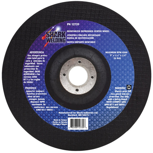 10 PK 9″ Type 27 Aluminum Oxide Grinding Wheel – 1/4″ x 7/8, 24 Grit
