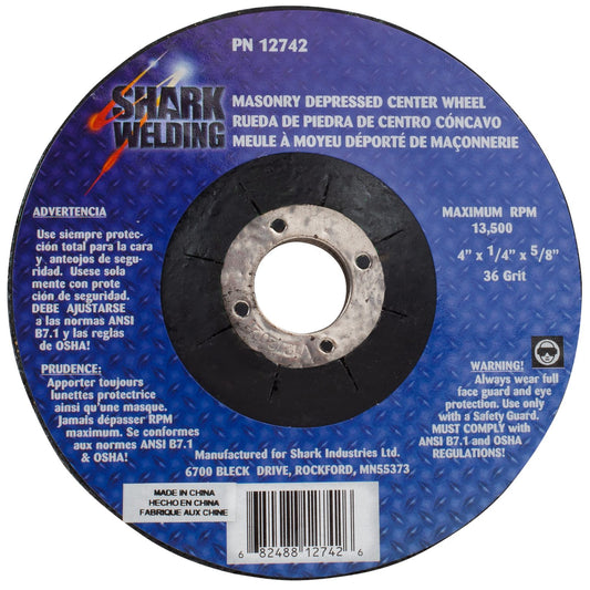 Depressed Center Type 27 Grinding Wheels for use on Masonry 4″x 1/4″ x 5/8