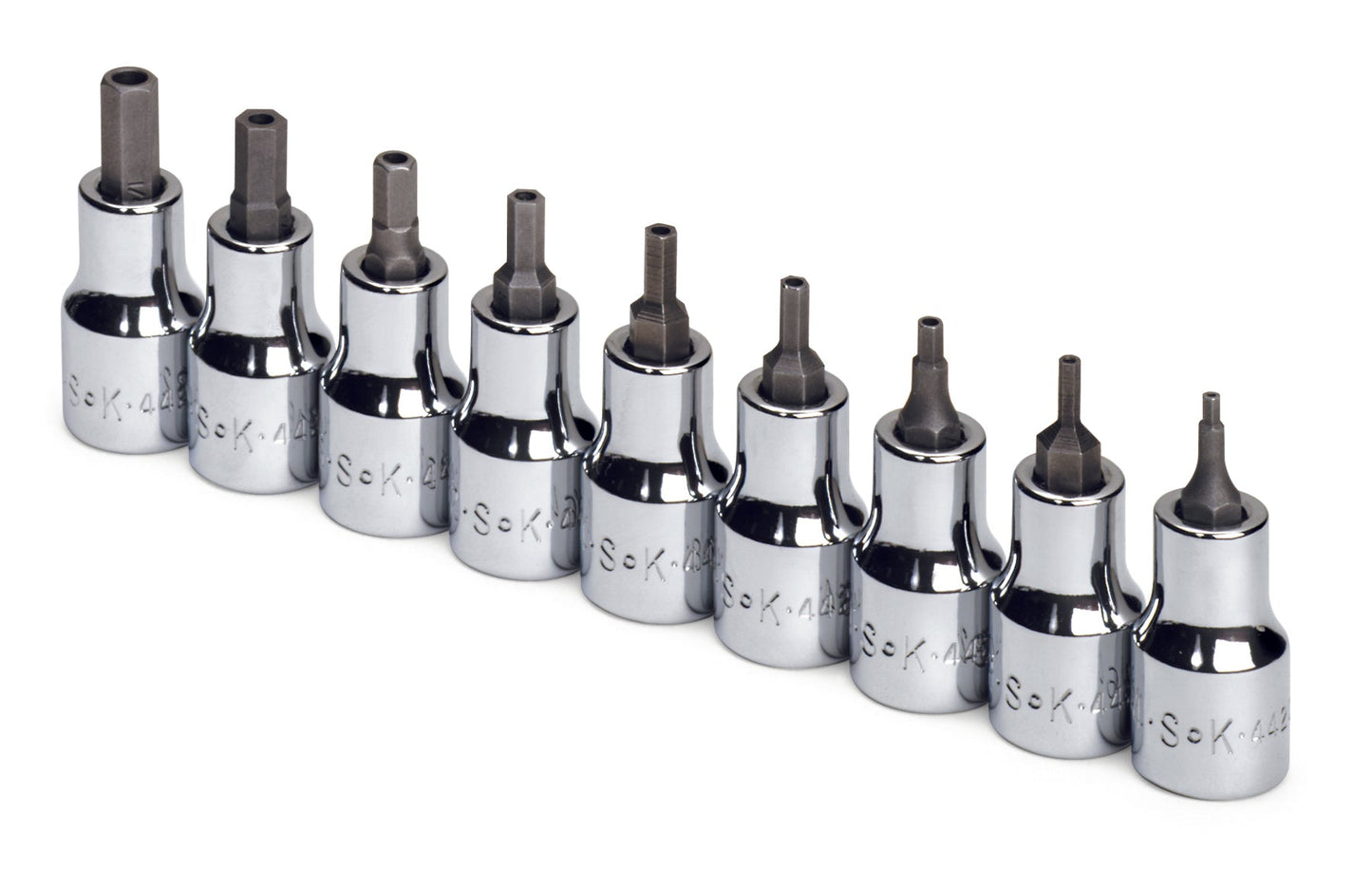 SK Tools USA - 9 Piece 3/8" Drive Fractional Tamper-Proof Hex Bit Socket Set