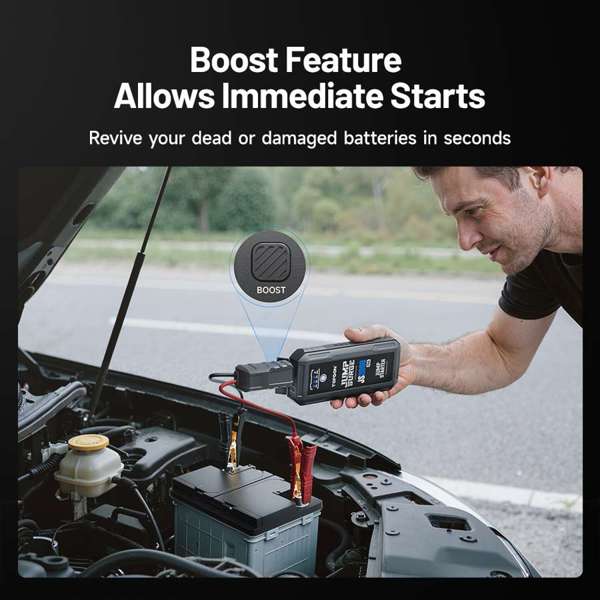 TOPDON 2500 Peak Amp Battery Jump Starter, Power Bank, & Flashlight