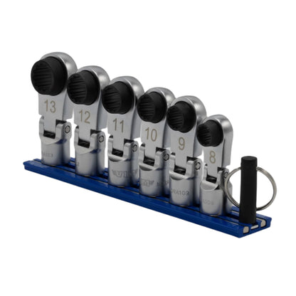 6 PC. 12PT OFFSET, FLEX HEAD RATCHETING WRENCH ATTACHMENTS (8 - 13MM)