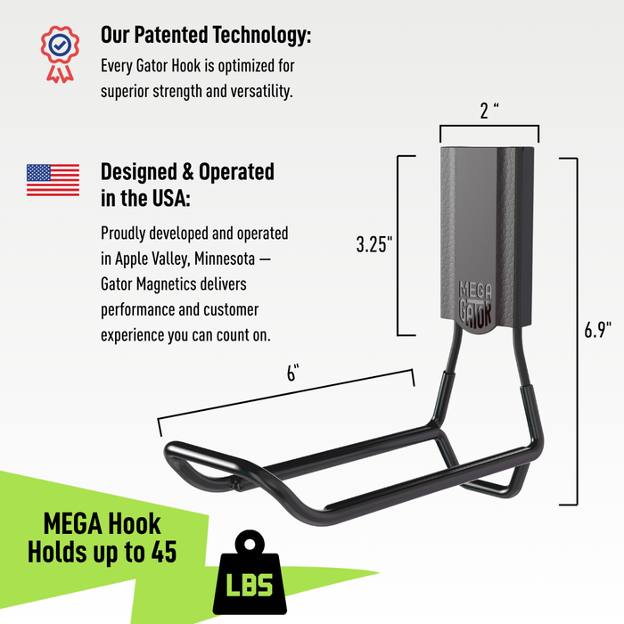 6" MEGA Closed Magnetic Hook - Holds up to 45 lbs