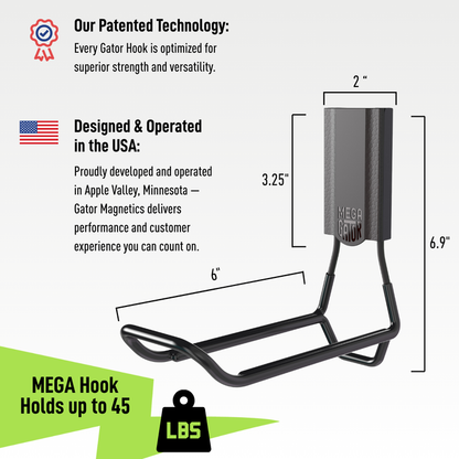 6" MEGA Closed Magnetic Hook - Holds up to 45 lbs