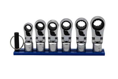 6 PC. 12PT OFFSET, FLEX HEAD RATCHETING WRENCH ATTACHMENTS (8 - 13MM)