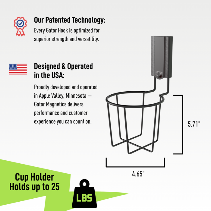 Magnetic Cup Holder - Holds up to 25 lbs