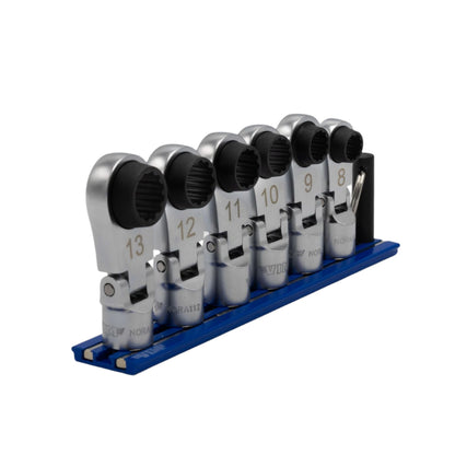 6 PC. 12PT OFFSET, FLEX HEAD RATCHETING WRENCH ATTACHMENTS (8 - 13MM)