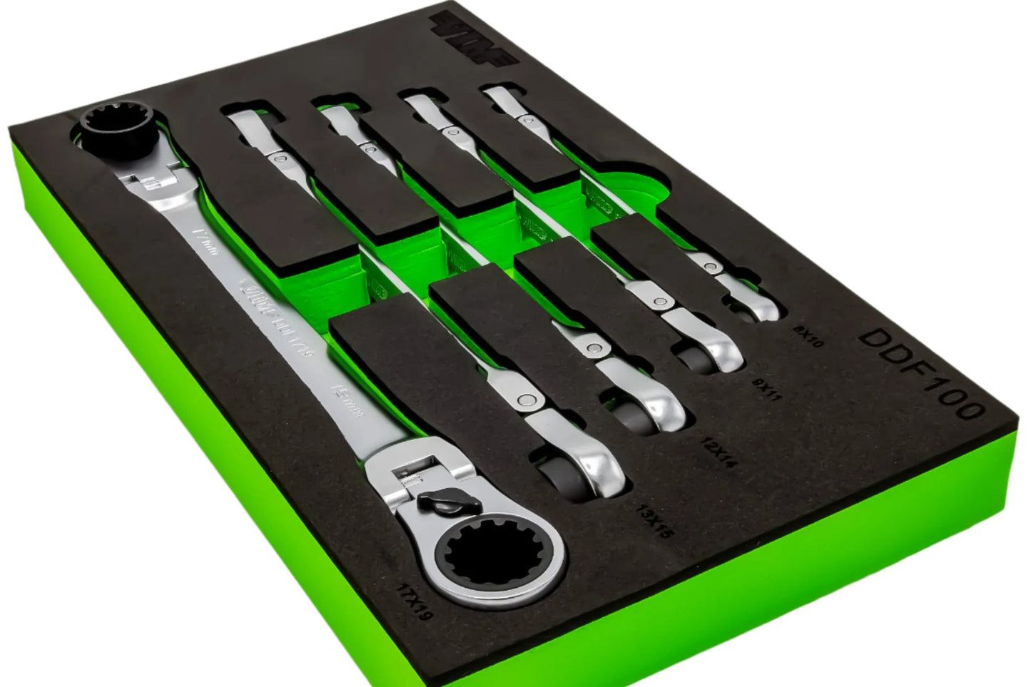 5 PC. DOUBLE DEEP SPLINE FLEX HEAD RATCHETING WRENCH SET - METRIC