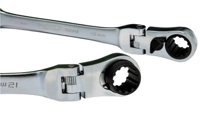 5 PC. DOUBLE DEEP SPLINE FLEX HEAD RATCHETING WRENCH SET - METRIC