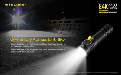Nitecore E4K 4400 Lumen EDC Flashlight, with 5000mAh USB-C Rechargeable Battery