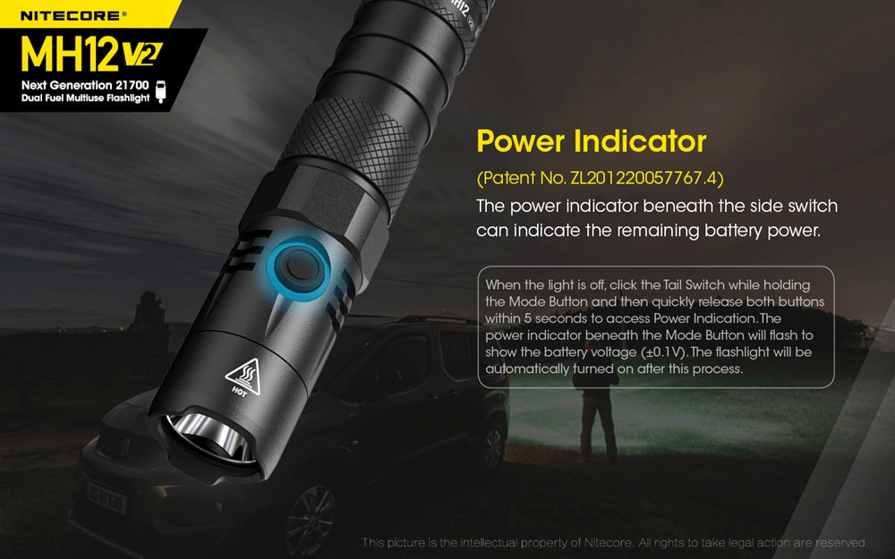 Nitecore MH12 v2 1200 Lumen USB-C Rechargeable Flashlight