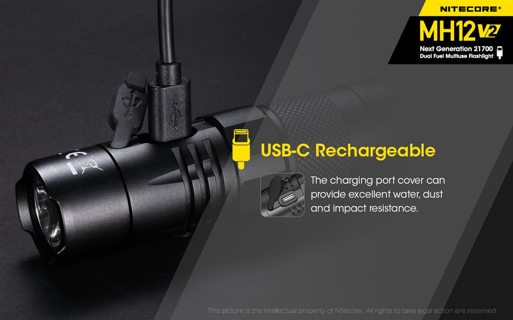 Nitecore MH12 v2 1200 Lumen USB-C Rechargeable Flashlight