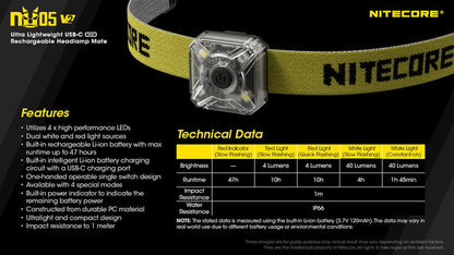NU05 v2 USB-C Rechargeable Red White Safety Light