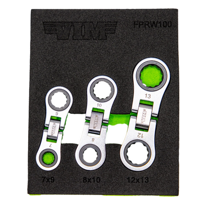 3 pc. Nano Flex Palm Ratcheting Wrench Set – Metric