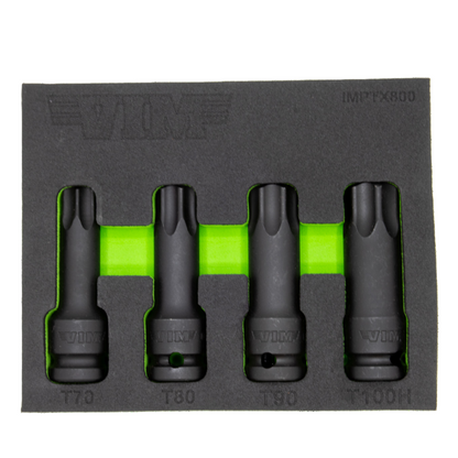 1/2″ Drive Impact TORX® Drivers, T70,T80,T90,T100, One Piece Drivers, 3″ Long