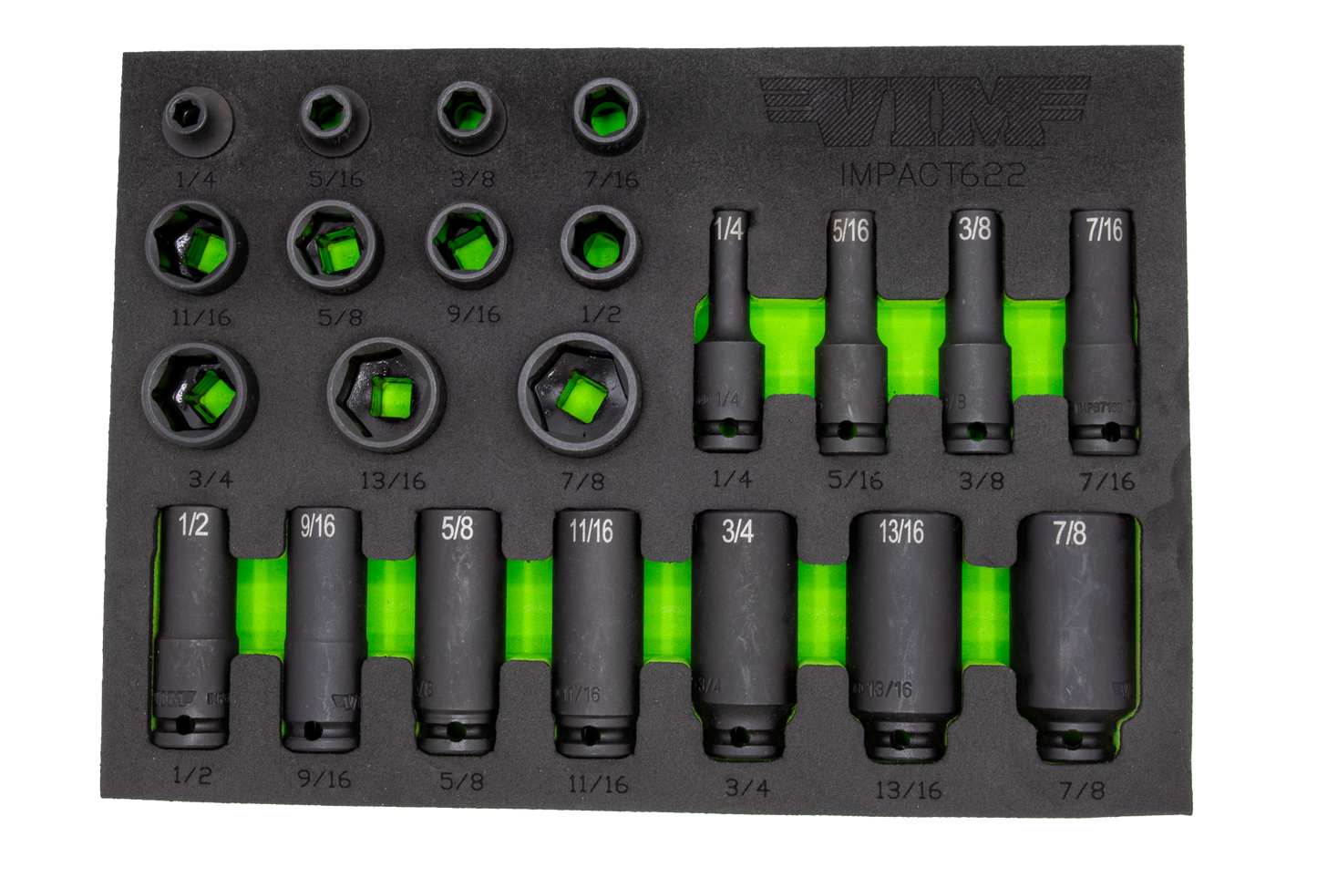22 Piece 3/8″ Drive SAE Impact Socket Set