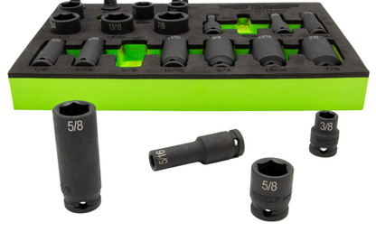 22 Piece 3/8″ Drive SAE Impact Socket Set