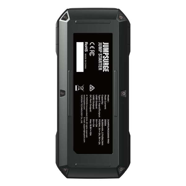 TOPDON 2500 Peak Amp Battery Jump Starter, Power Bank, & Flashlight