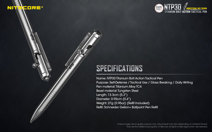 Nitecore NTP30 Titanium Bidirectional Bolt Action Tactical Pen