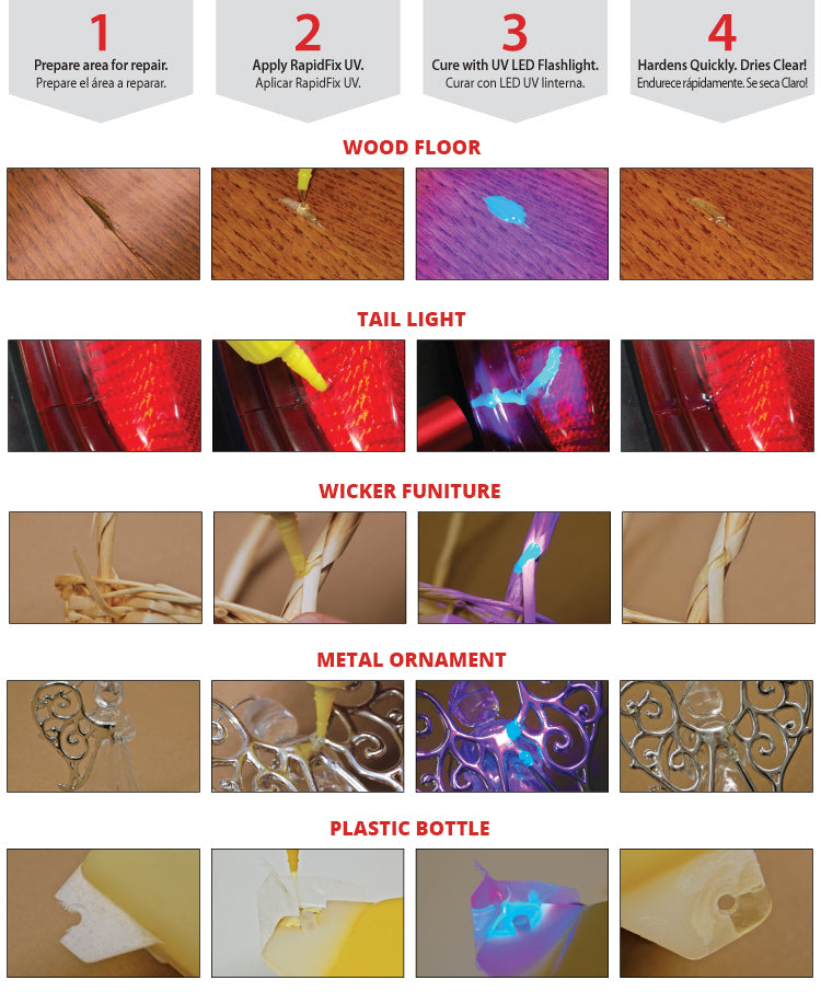 RapidFix - UV 10 ml w/ Flashlight (Single Pack, 12 Pack, Case of 6 / 12-Packs)