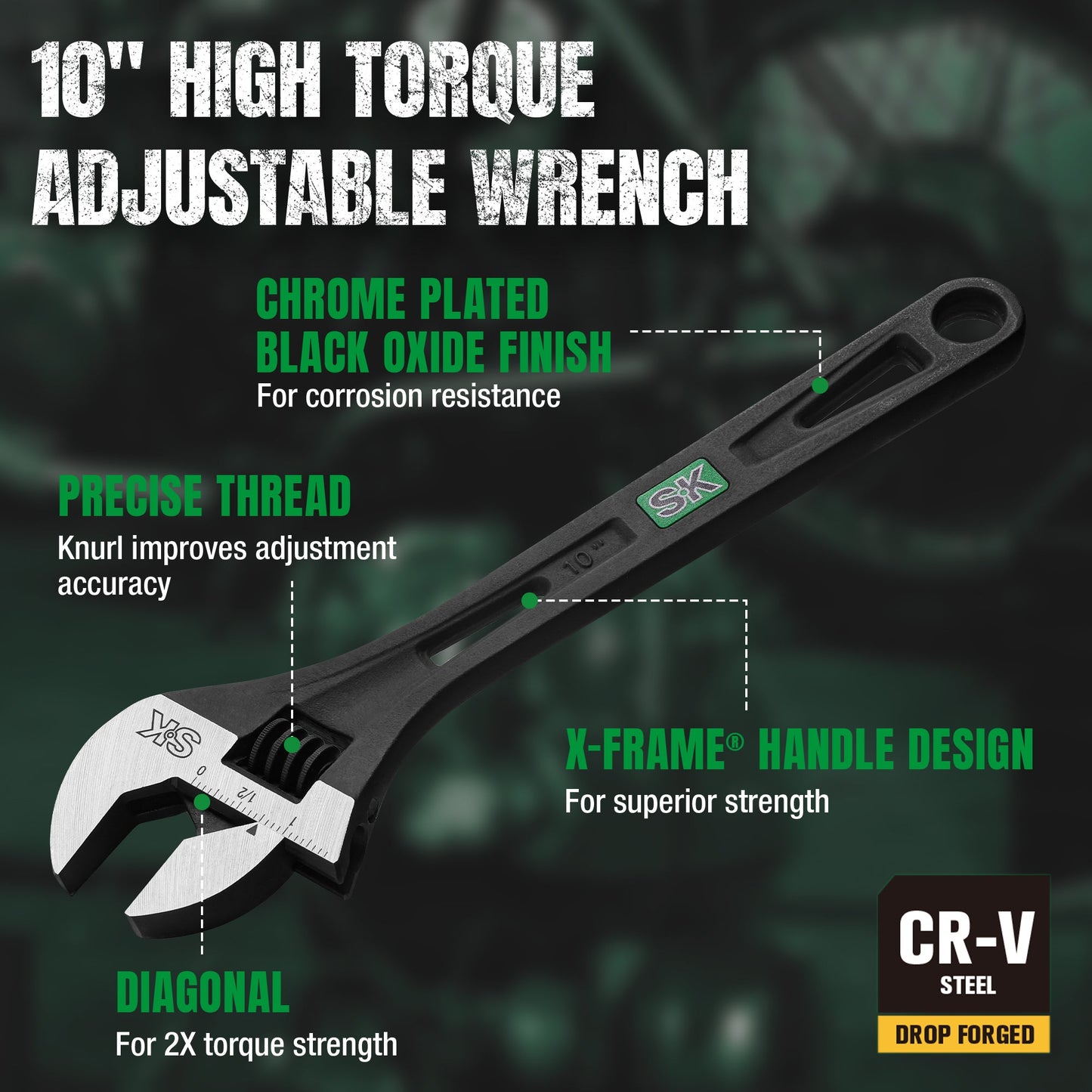 10" Efficient Adjustable Wrench