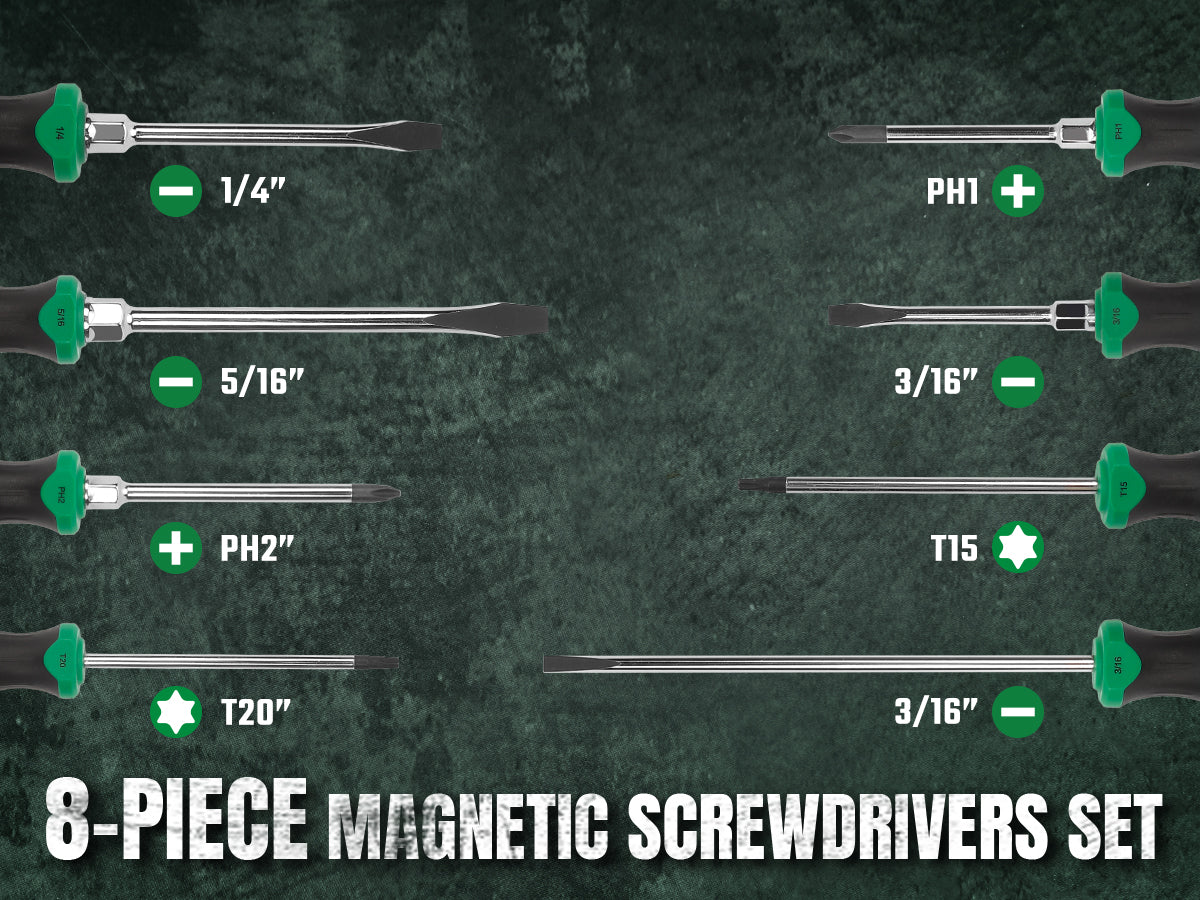 8 Piece Dual-Material Magnetic Combination Screwdriver Set