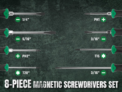 8 Piece Dual-Material Magnetic Combination Screwdriver Set