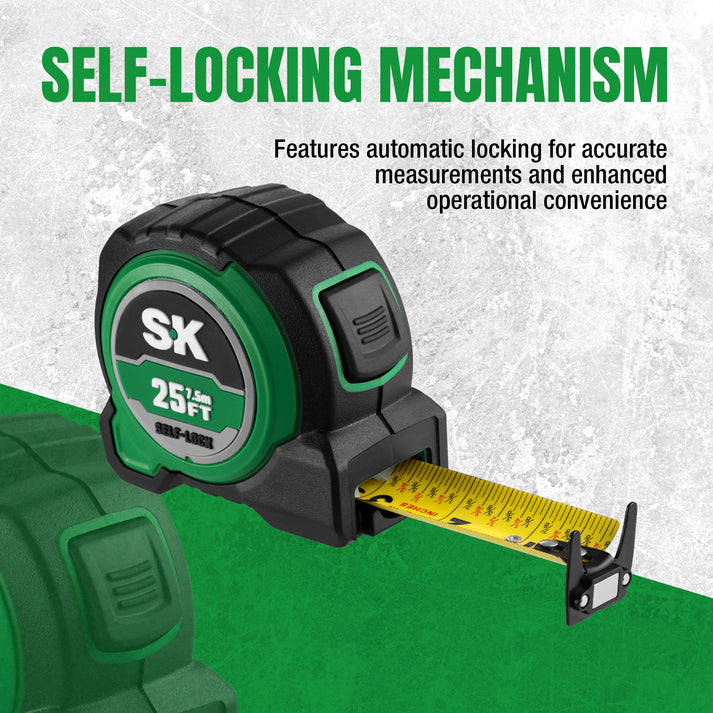SK Tools USA - 25 Ft. Self-Locking Tape Measurer, #SK02342