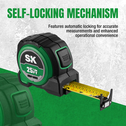 SK Tools USA - 25 Ft. Self-Locking Tape Measurer, #SK02342