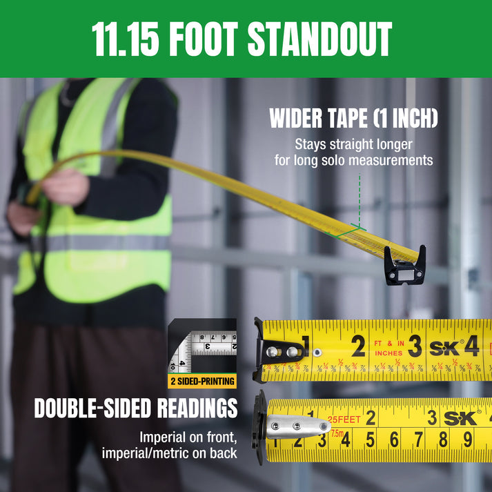 SK Tools USA - 25 Ft. Self-Locking Tape Measurer, #SK02342