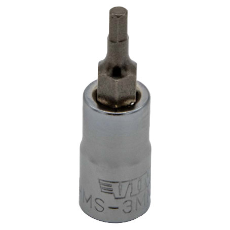 Hex Bit, Satin Chrome 3/8” sq. dr. Bit Holder (3mm-9mm)