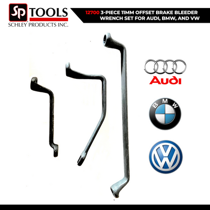 3-PIECE 11MM OFFSET BRAKE BLEEDER WRENCH SET FOR AUDI, BMW, and VW