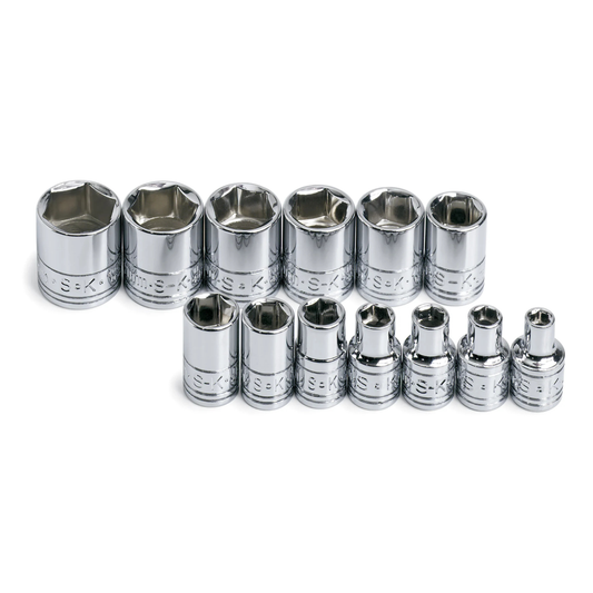 13 Piece 1/4" Drive 6 Point Standard Metric Chrome Socket Set