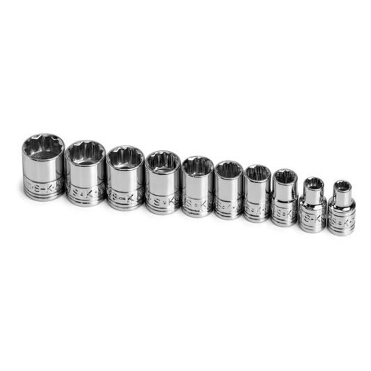 10 Piece 1/4" Drive 12 Point Standard Metric Chrome Socket Set