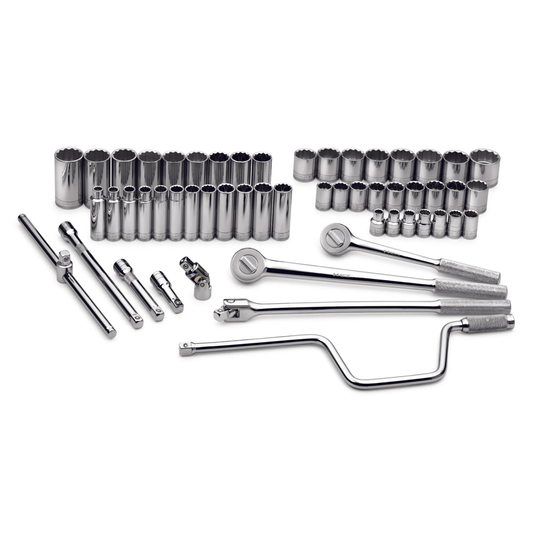 54 Piece 1/2" Drive 12 Pt Std and Deep Metric Socket Set