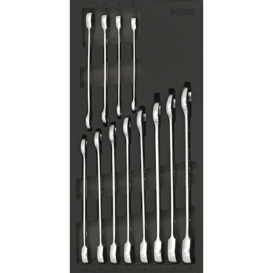 Sonic Tools - Flat Ring Ratchet Set, 12-PCS - SMALL SFS
