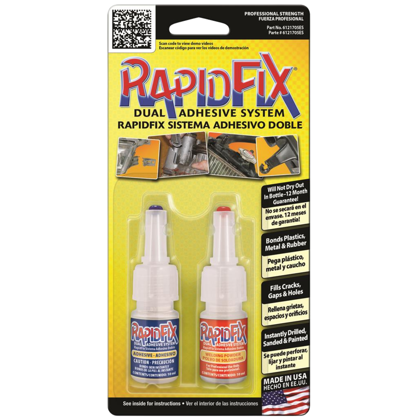 RapidFix - Automotive Dual Adhesive System, 10ml (Single Pack, 12 Pack, Case of 6 / 12-Packs)