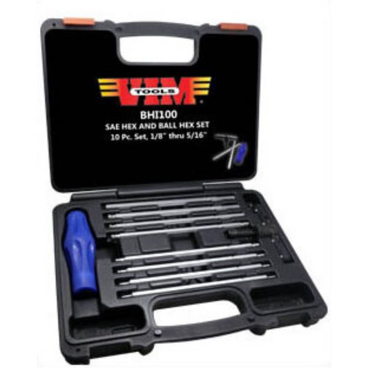 "T"Handle SAE / inch, ball / hex,10pc set 1/8 thru 5/16, with case