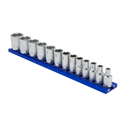 13 PC. 1/4'' DR. METRIC SOCKET SET W/ BLUE 8"  MAGRAIL - SMS400 SUBSET