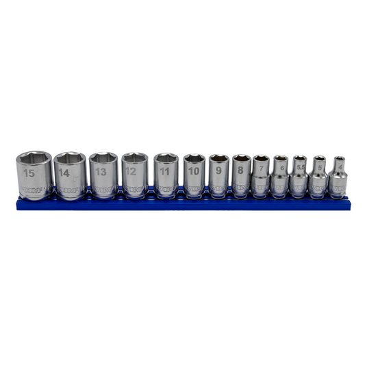 13 PC. 1/4'' DR. METRIC SOCKET SET W/ BLUE 8"  MAGRAIL - SMS400 SUBSET